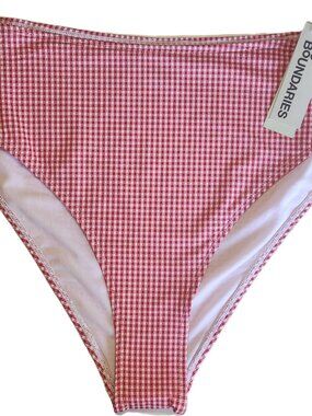 No Boundaries Women's Gingham Print High Rise Bikini Bottoms - Size XL (16-18)